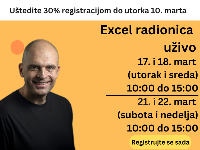 Excel radionica uživo (Zoom aplikacija)